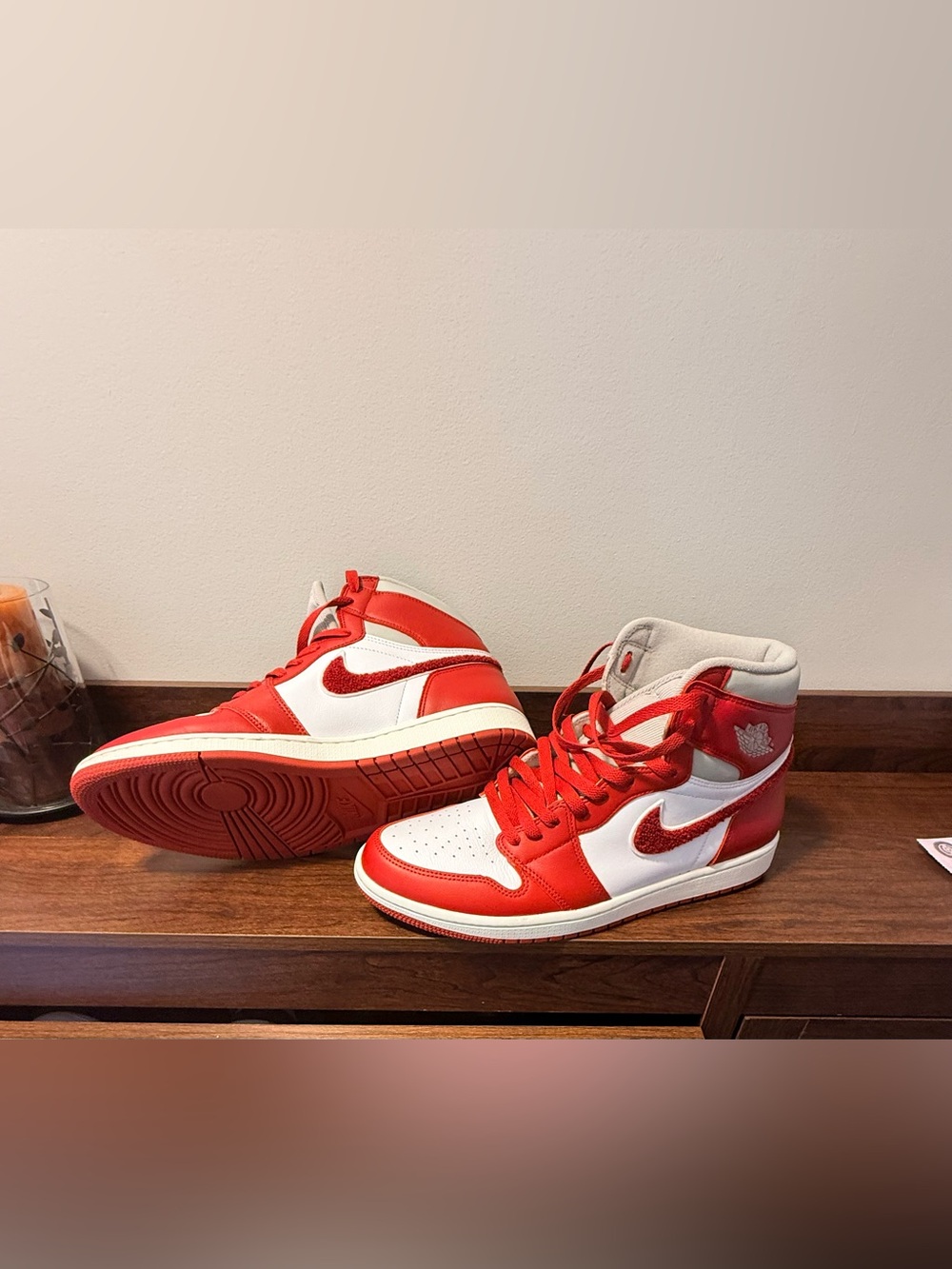 Nike Red and White High-Top Basketball Sneakers